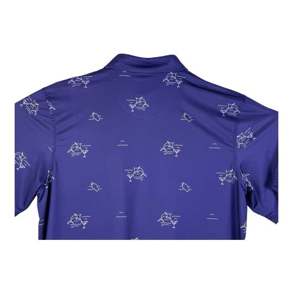 Straight Down Polo Shirt Men’s Medium Blue Dolphin Martini Golf Bear Dance - Picture 7 of 16